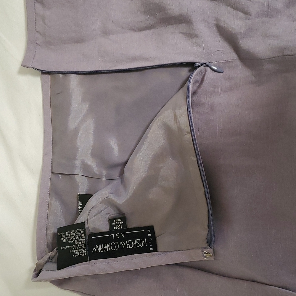 Linen Silk Skirt Purple Size 12P - Picture 6 of 7